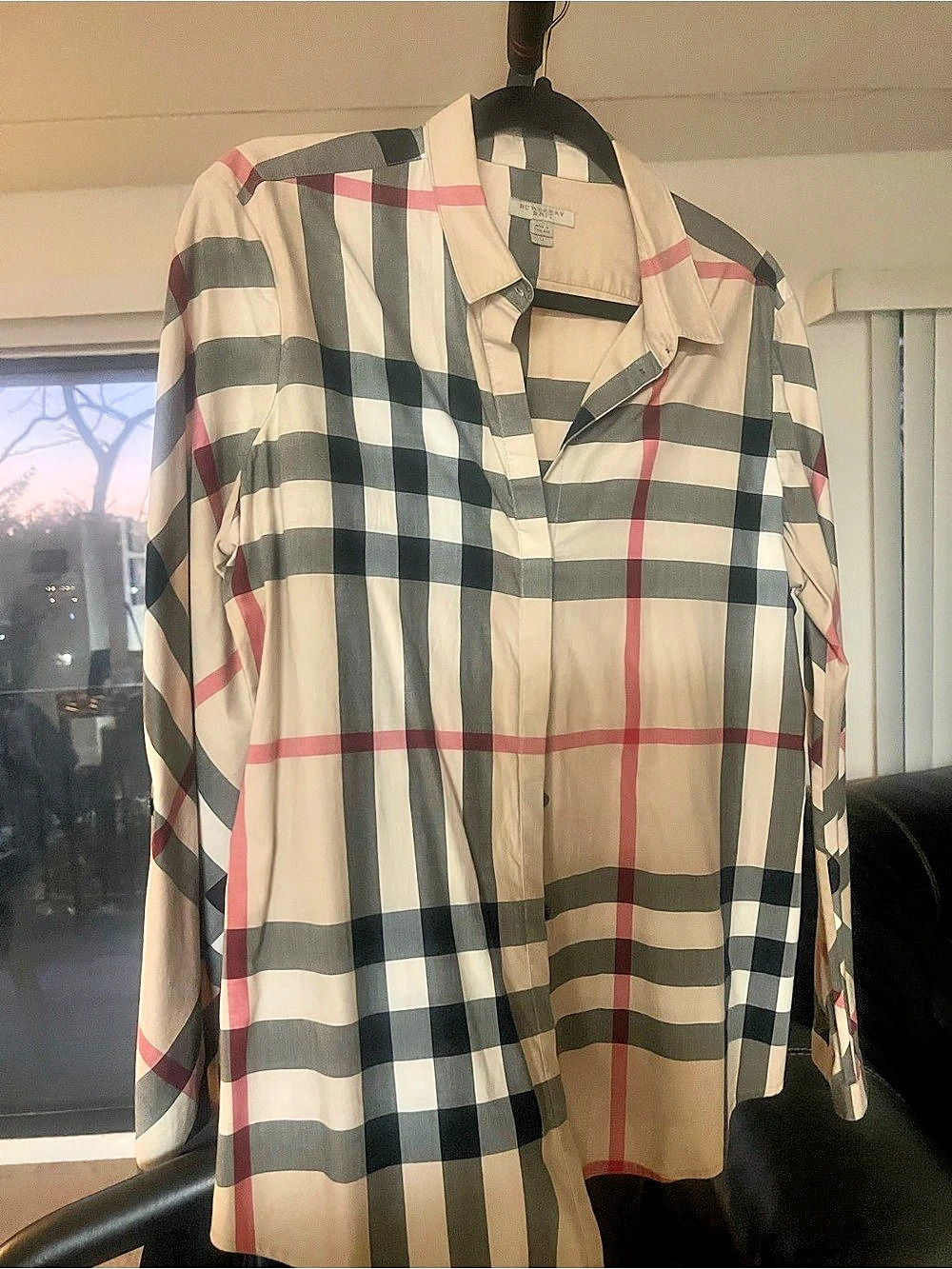 Burberry Plaid Button Down Cotton Shirt Size large